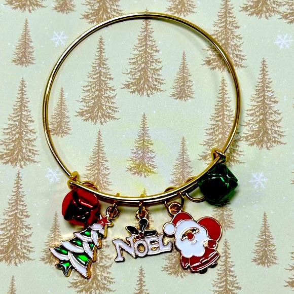 Handmade Christmas Bangle & Jingle Bell Charm Bracelet!